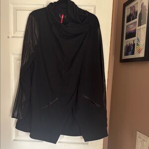 Stylish Black Women's Spank leather trimmed Jacket